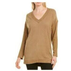 NWT AIDEN Tan Tunic V-neck Sweater Medium